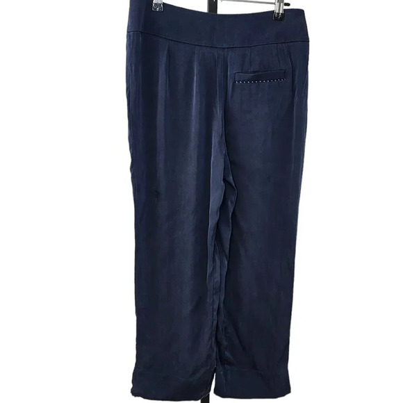 Kit and Ace Womens Silk Stretch Pants Size 4 Navy High Rise Cropped - Picture 2 of 9